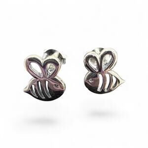 Little Bee Post Stud Earrings 925 Sterling Silver Friction Backs Bumble Honey